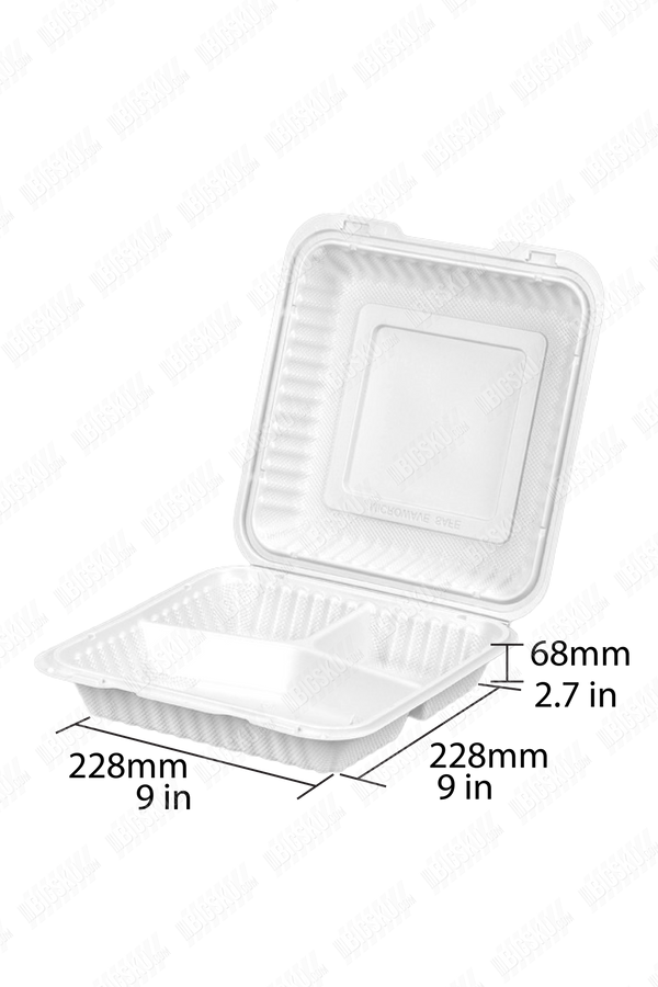 Hinged Clamshell Takeout Food Container Square