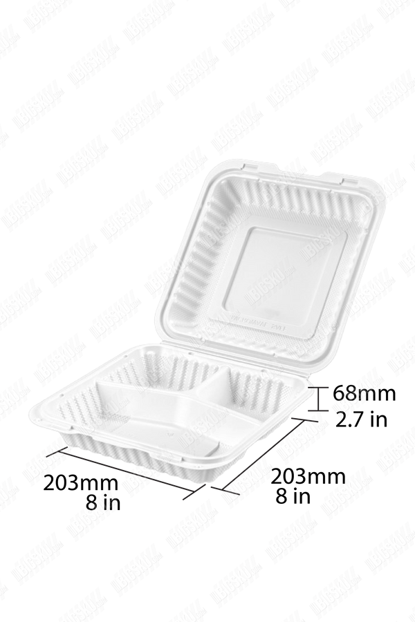 Hinged Clamshell Takeout Food Container Square