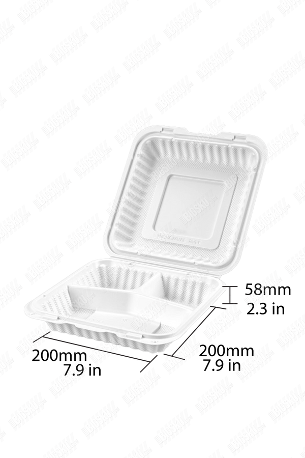 Hinged Clamshell Take Out Food Container Square