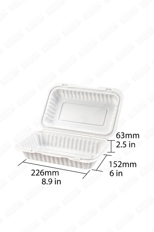 Hinged Clamshell Takeout Food Container Rectangular