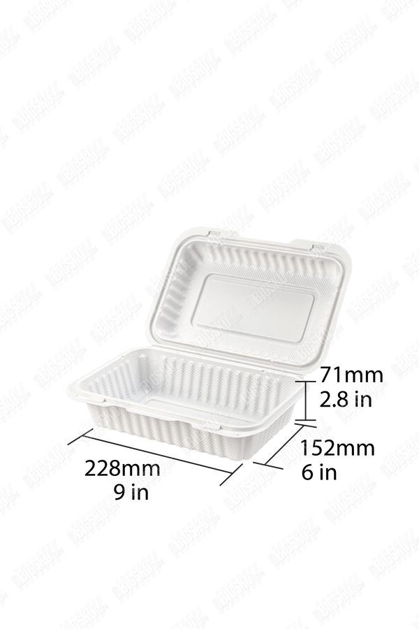 Hinged Clamshell Takeout Food Container Rectangular
