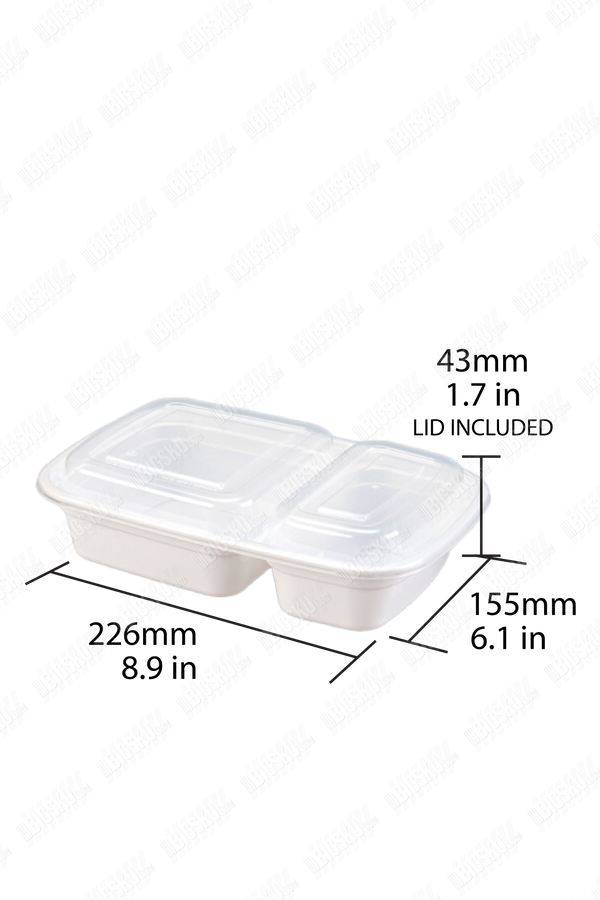 Take Out Food Container 2-Compartments Set - Rectangular