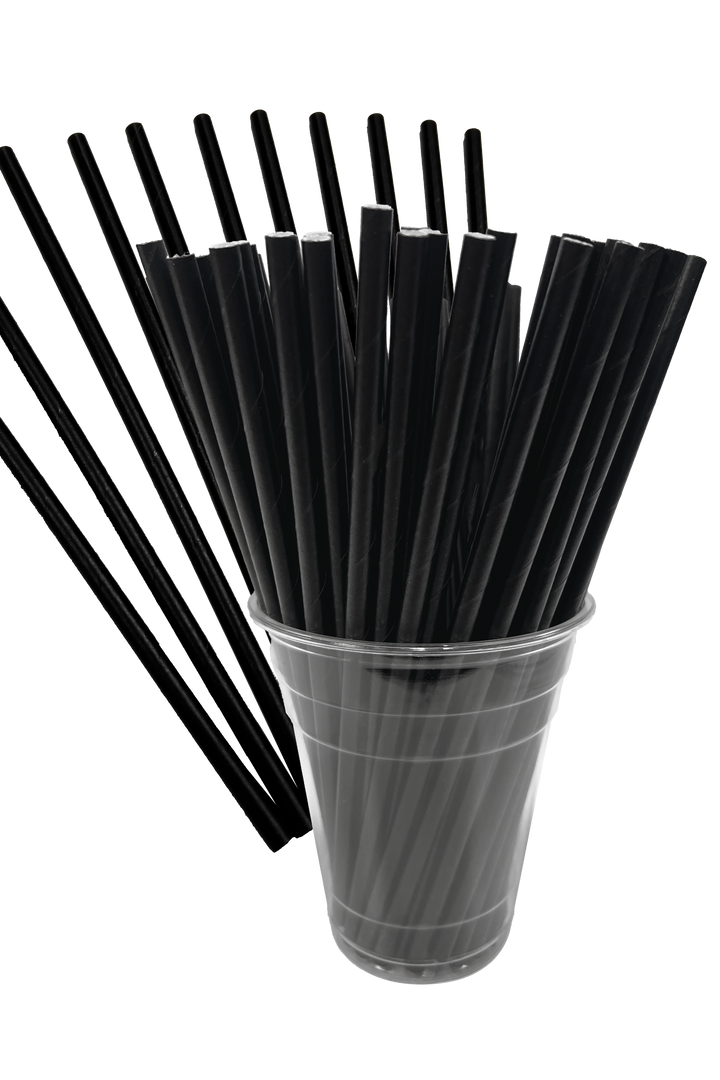 Black Disposable Paper Flat End Straws 6" BIGSKU Canada